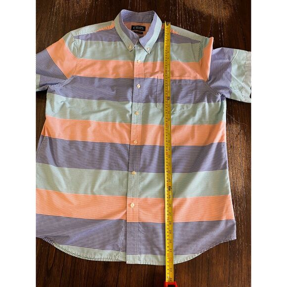 Chaps Indigo Sky Multi Stripe Short Sleeve Button-Down Shirt - Picture 7 of 10